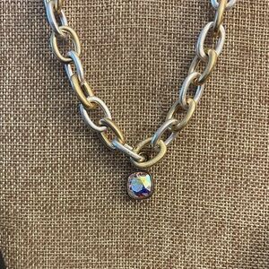 Pink Panache Gold and Silver Chain Necklace with Crystal Pendant